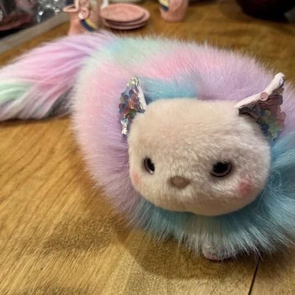 Douglas Prism Rainbow Cat Fuzzle Plush Cuddle Toy 14" Pastels, glitter ears feet
